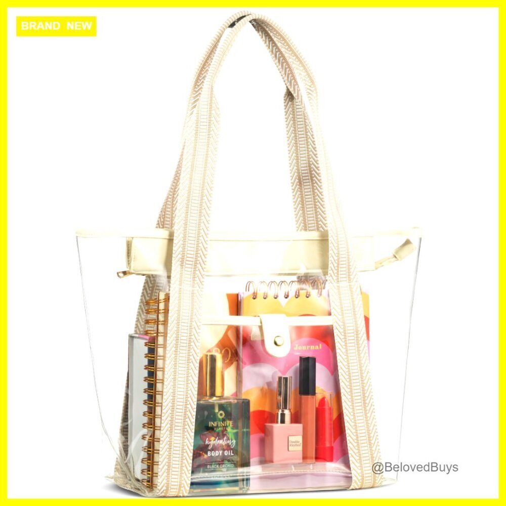 Large Clear Tote Bag for Stadium Events, Work, Travel, Beach